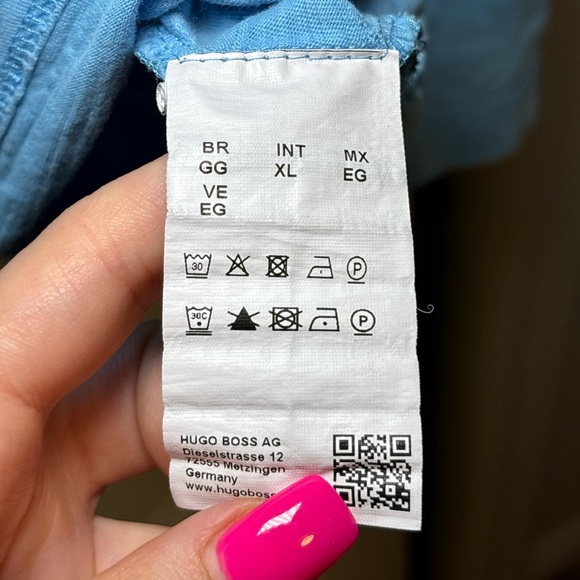 Hugo Boss - Blue Office Wear Basic Casual Long Sleeve V-Neck Shirt in Size XL - Picture 5 of 7